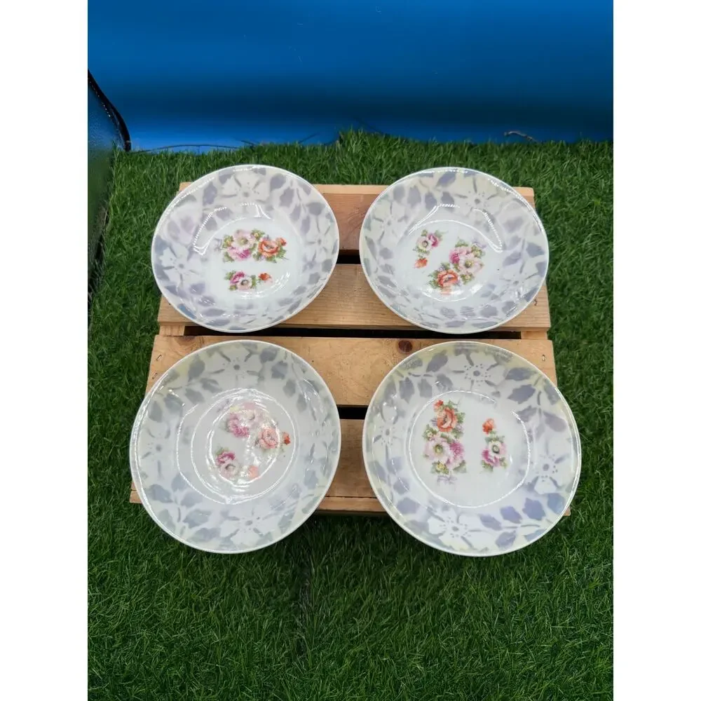 German Floral Small Bowls Set of 4-5.5” Diameter Decorative Porcelain